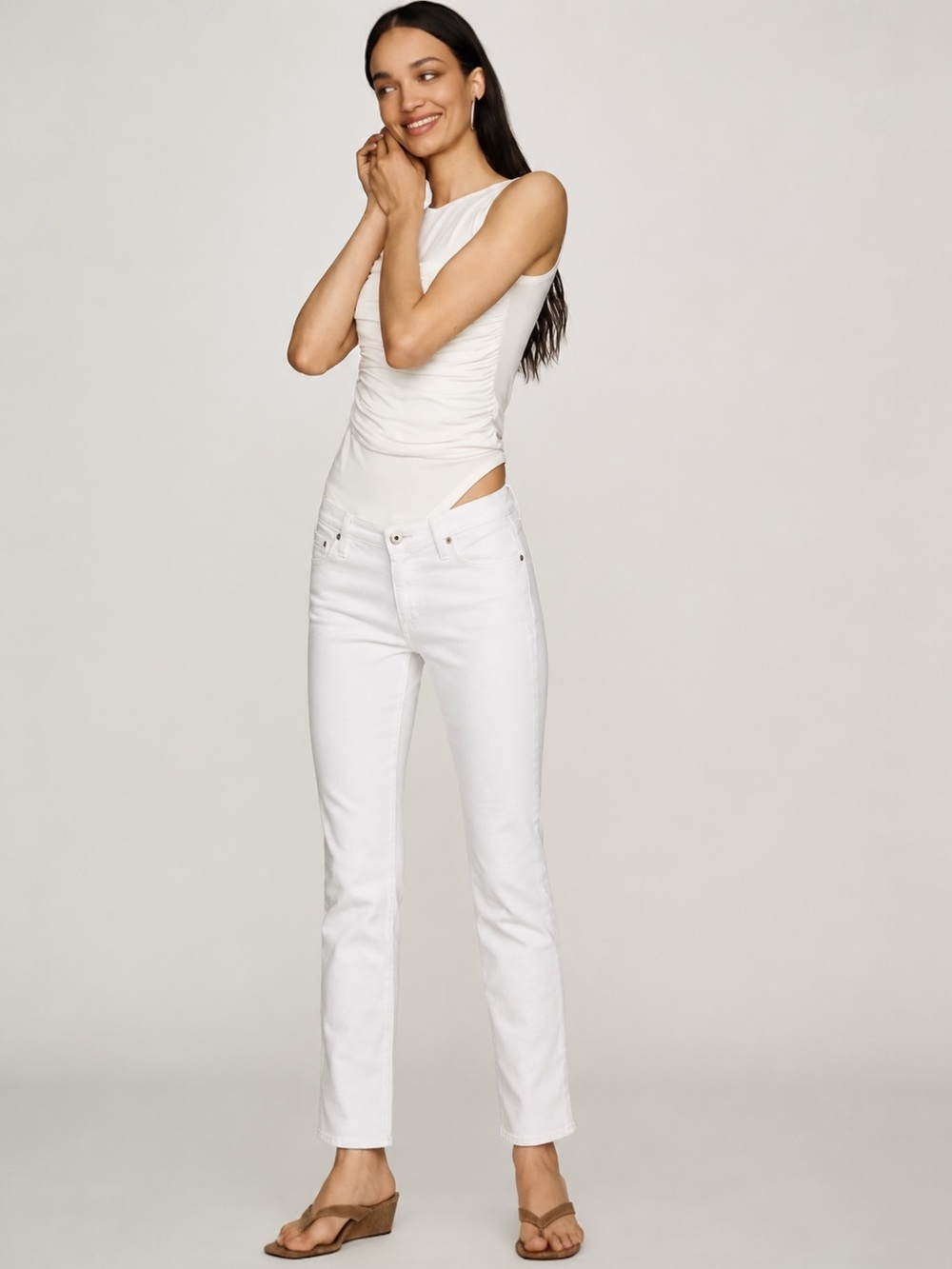 AG Ballad Slim Boot 31" Mid Rise White Jeans
